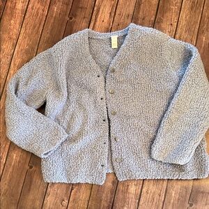 J. Jill Cozy Pale Blue (Periwinkle) Button Up Cropped Textured Cardigan Sz XL